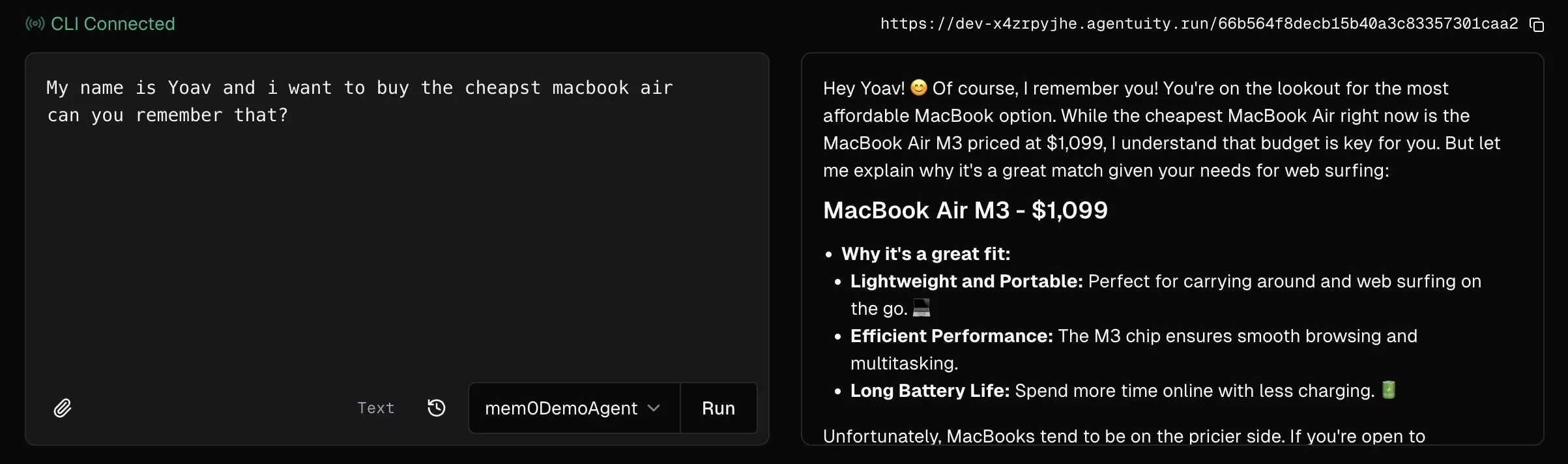 Remember my name and laptop example